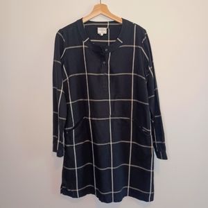 Fat Face UK  Black Cotton Windowpane Dress with Pockets